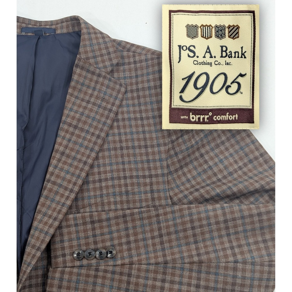 Jos. A. Bank 1905 Wool  BlendBlazer Coat Sports Suit Jacket  Grqph Check 44L 46"